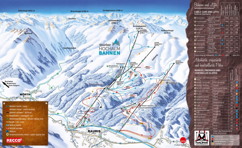 Pistenplan Rauriser Hochalmbahnen